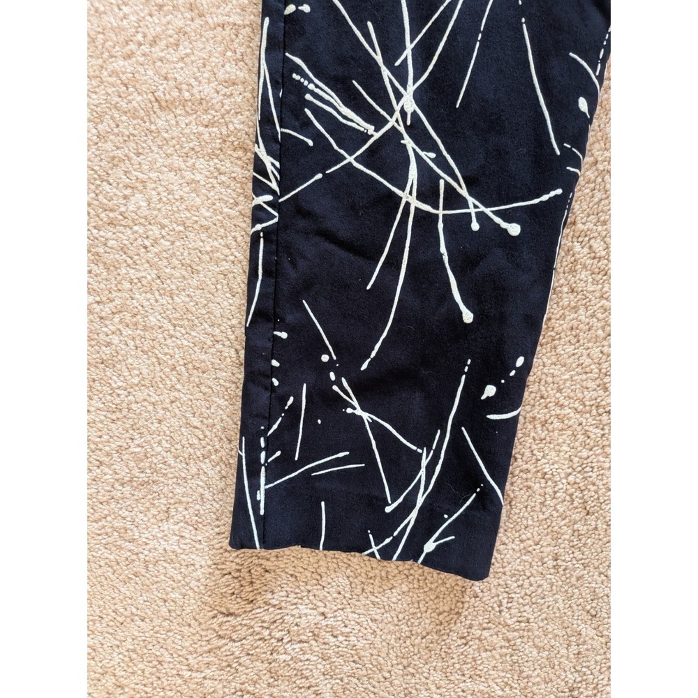 Krazy Larry Pull-On Ankle Pants Navy Blue White Splatter Print Stretch Size 14 - Picture 6 of 7